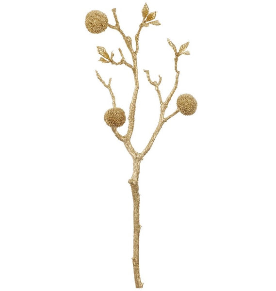 Metallic Gold Globe Thistle Spray - 17.5"