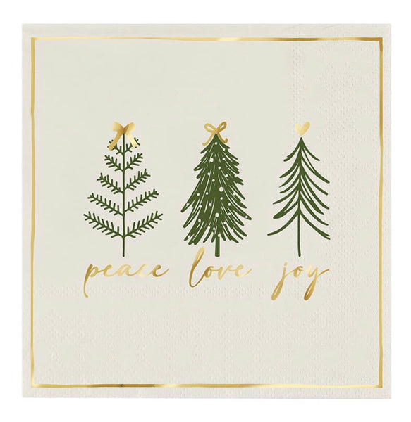 Peace, Love, & Joy Square Paper Cocktail Napkins