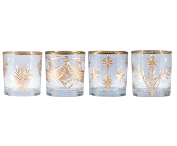 Gold Etched Glass Votive Holders