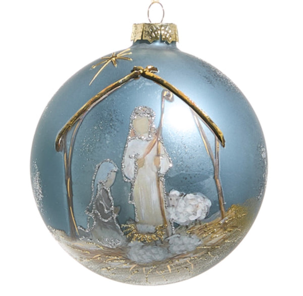Blue Holy Night Glass Ball Ornament
