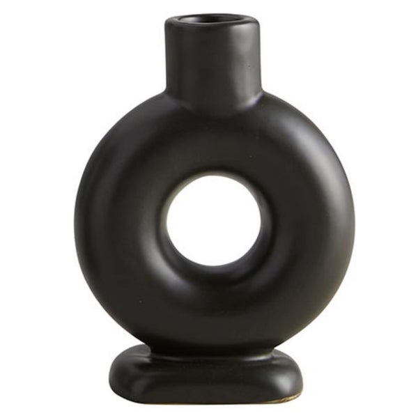 Black Donut Taper Candle Holder