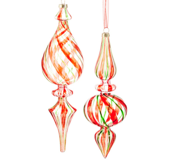 Tri-Color Spiral Finial Ornaments