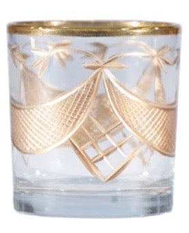 Gold Etched Glass Votive Holders