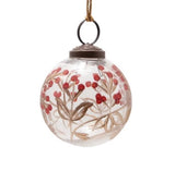 Etched Berry Glass Ball Ornaments