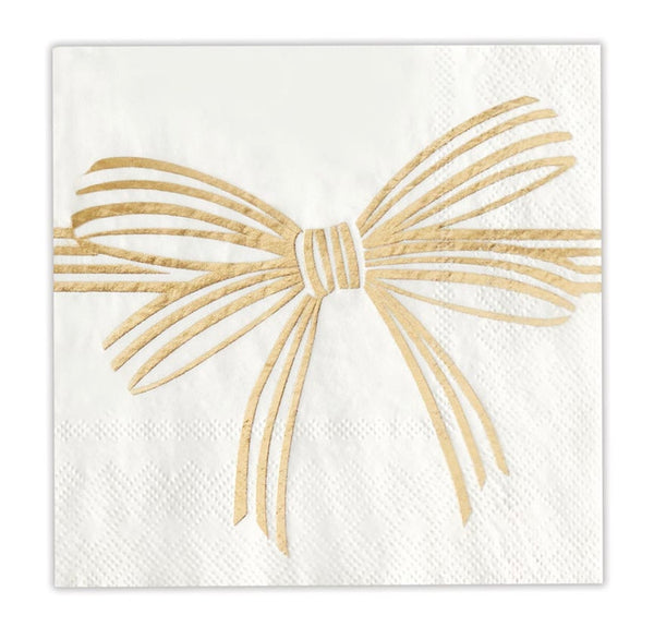 Gold Bow Square Paper Cocktail Napkins