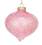 Pink Iridescent Iced Glass Ornaments