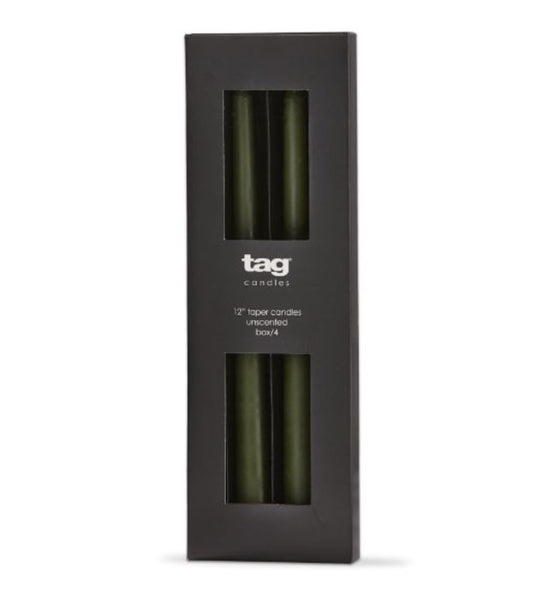 Olive Green Taper Candles - Set of 4