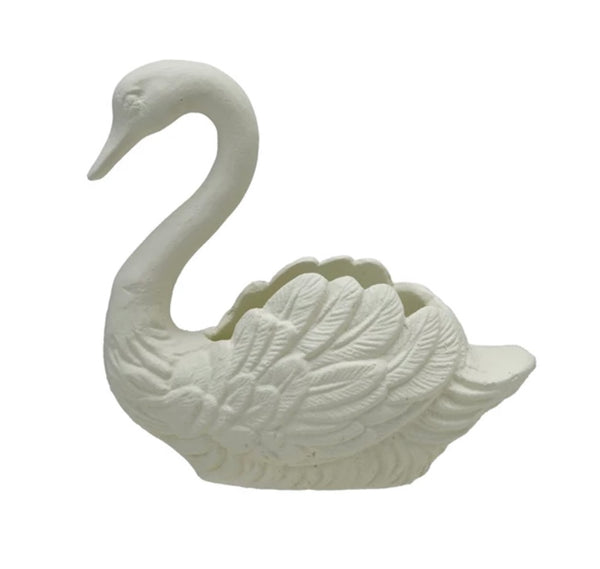 Antique White Cast Iron Swan Dish