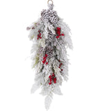 Berry & Pinecone Flocked Mixed Pine Swag