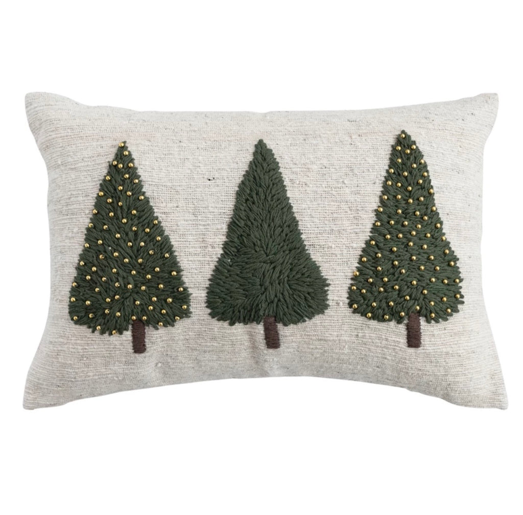 Wool Christmas Trees Lumbar Pillow