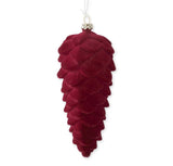 Burgundy Velvet Flocked Pinecone Ornament