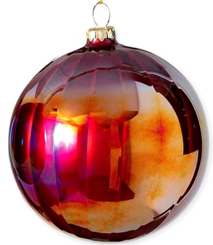 Red Iridescent Luminous Glass Ball Ornament