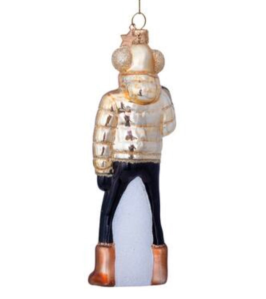 Gold Ski Lady Ornament by Vondels