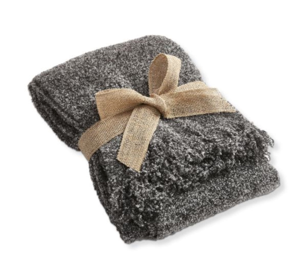 Black Melange Boucle Throw - 50