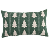Green & White Christmas Trees Lumbar Pillow