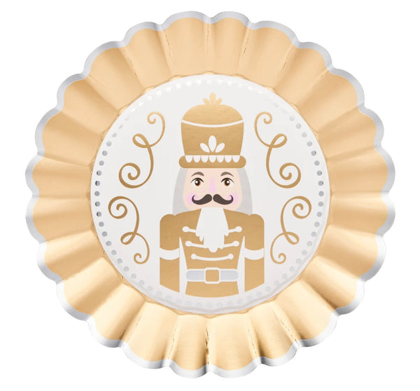 Gilded Nutcracker Wavy Paper Dinner Plates by Sophistiplate