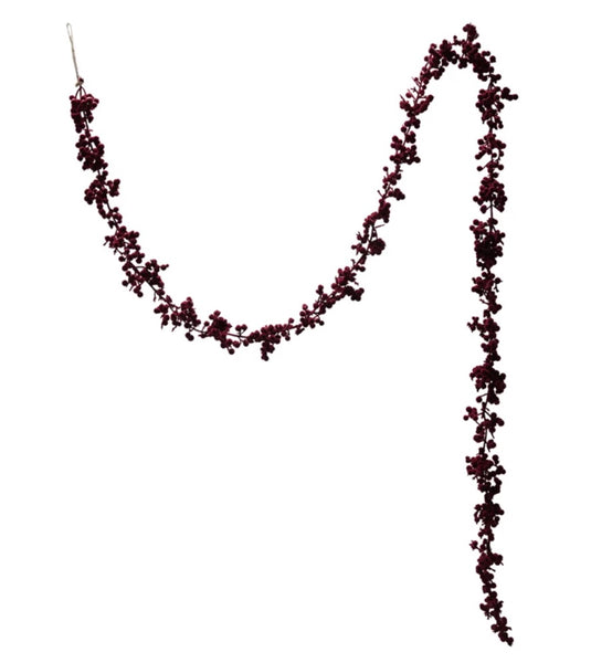 Burgundy Flocked Cluster Garland - 72"L