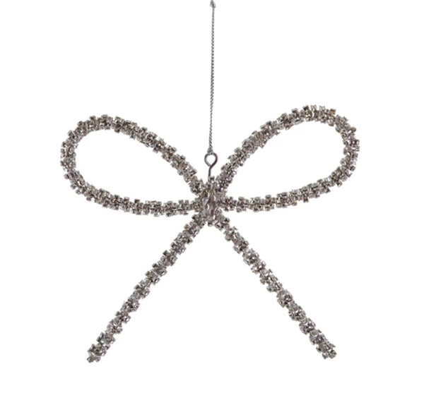 Silver Rhinestone Bow Ornaments