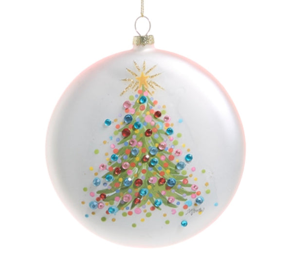 Confetti Tree Glass Disc Ornament