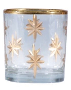 Gold Etched Glass Votive Holders
