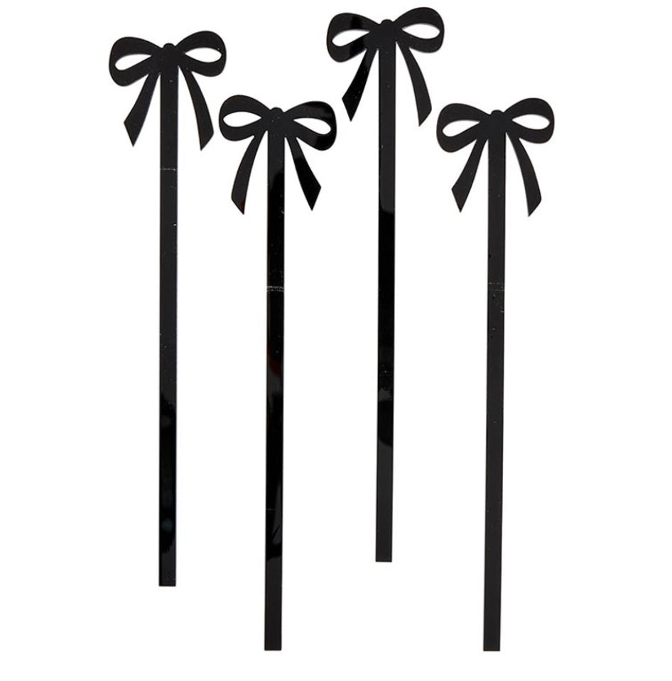 Black Bow Acrylic Stir Sticks