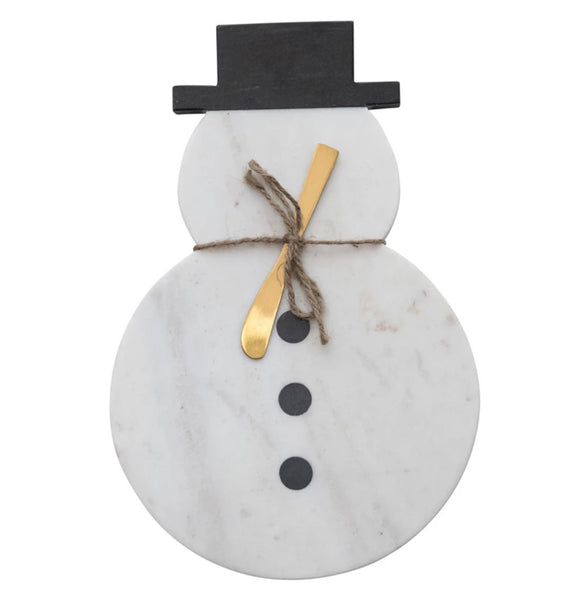 Marble Snowman Cutting Board w/Knife