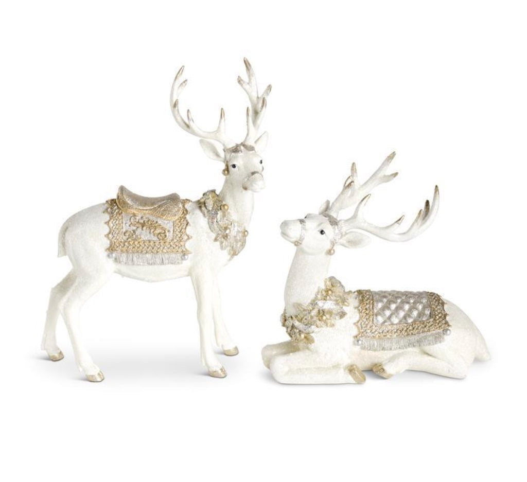 Cream & Gold Glittered Reindeer