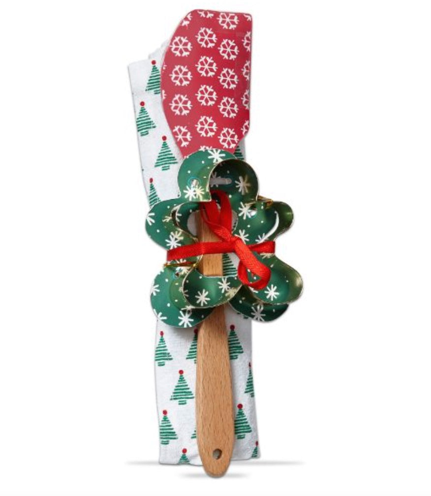Merry Cookie Cutter, Dishtowel, & Spatula Set