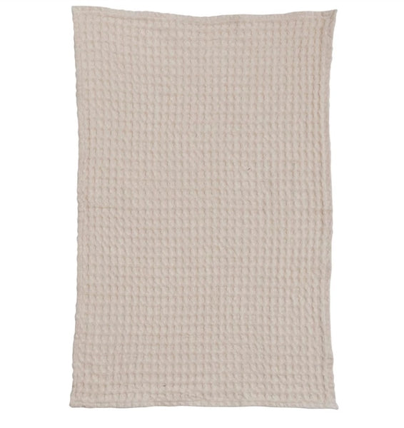 Stonewashed Waffle Weave Tea Towel - Cream