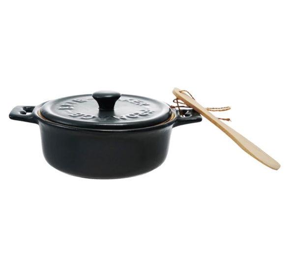 Matte Brown Stoneware Brie Baker w/Spreader