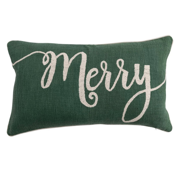 Green "Merry" Pillow