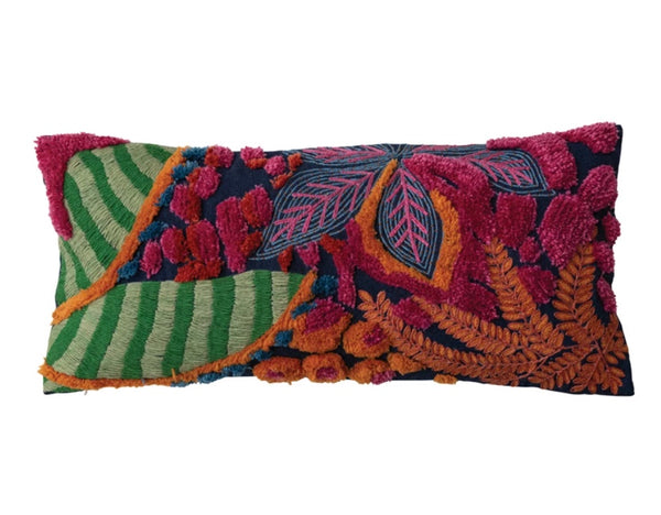 Bold Botanicals Embroidered Lumbar Pillow