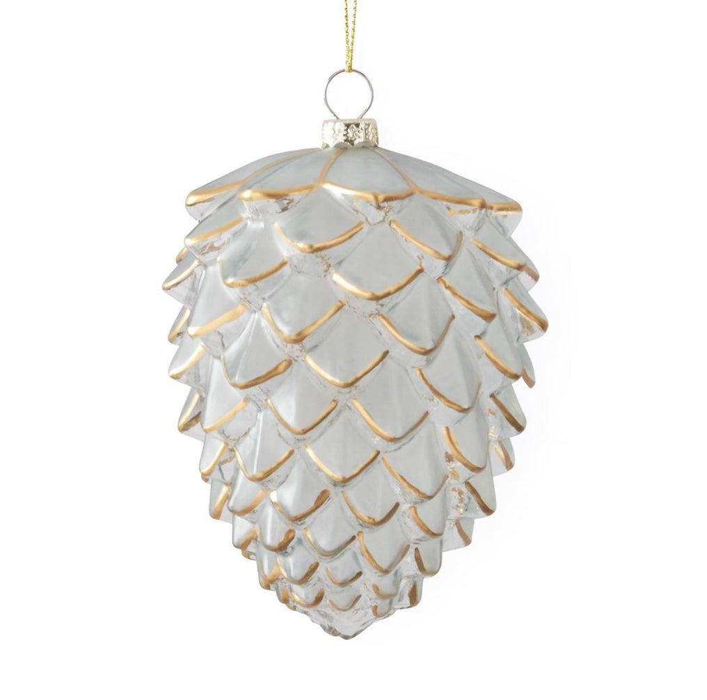 Gold Gilded Frosted Pinecone Ornaments