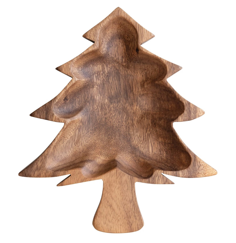 Mango Wood Christmas Tree Dish