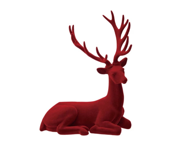 Burgundy Red Flocked Deer