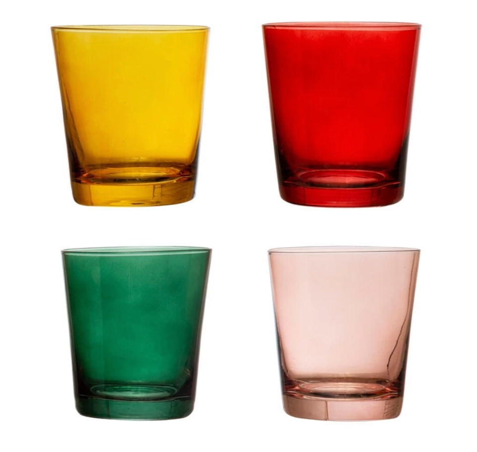 Holiday Color Low Ball Glasses - Set of 4