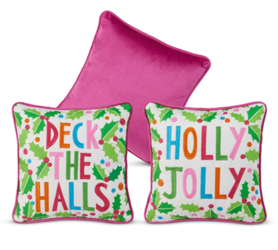Colorful Holiday Phrase Pillows