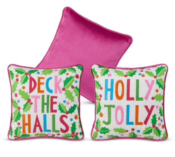 Colorful Holiday Phrase Pillows