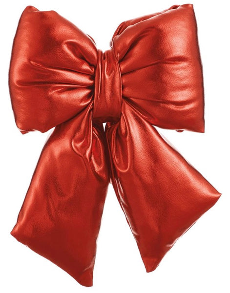Puffy Metallic Red Clip-on Bow