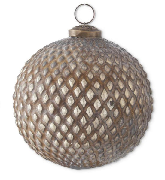 Antique Gold Embossed Glass Ball Ornaments