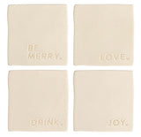 Ivory Christmas Words Coaster Set