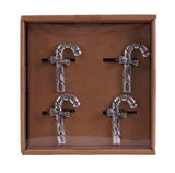 Silver Candy Cane Napkin Ring Set