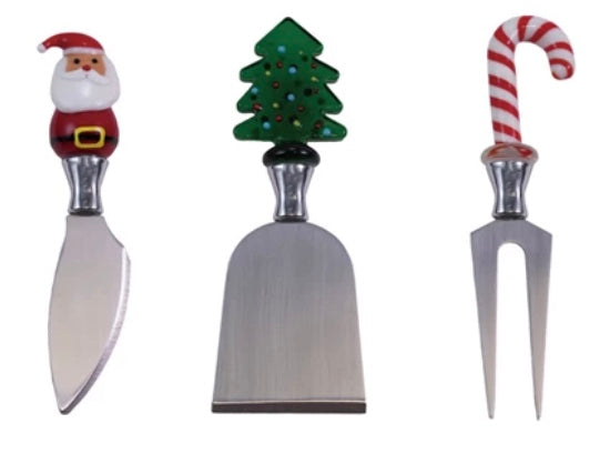 Christmas Icons Glass Cheese Knives Set