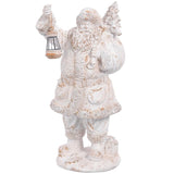 Beige Whitewashed Santa w/Lantern