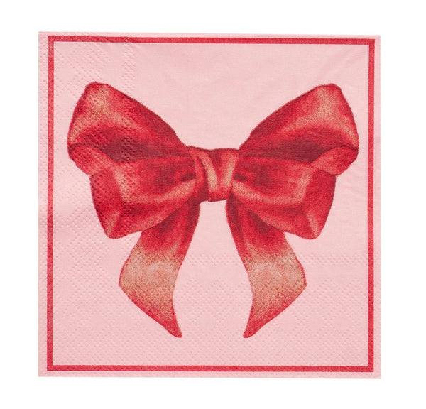 Pink Bows Paper Cocktail Napkins by Sophistiplate