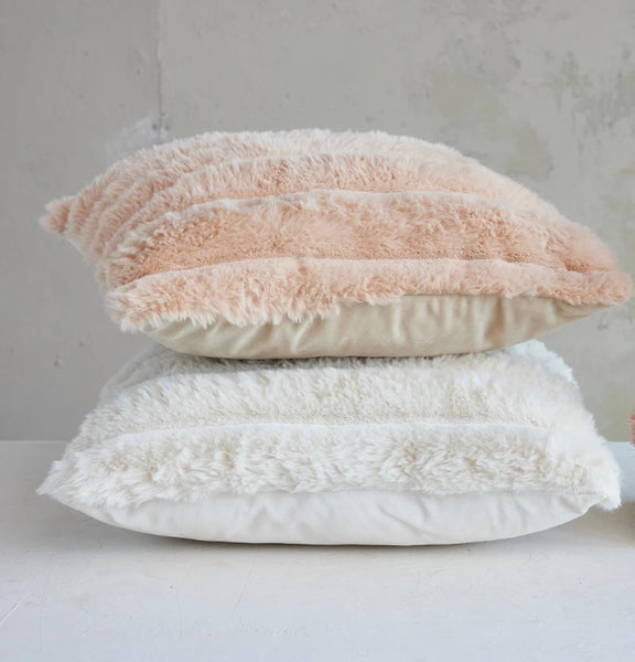 Channel Stitched Faux Fur Pillows