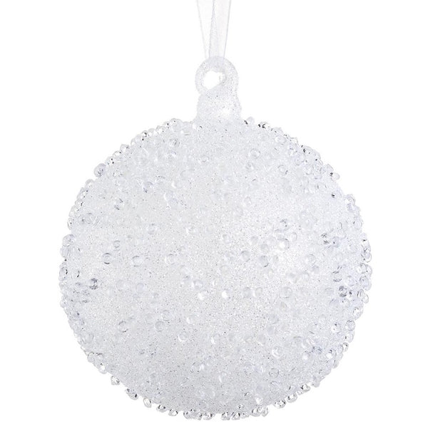 Clear Beaded Glass Ball Ornament