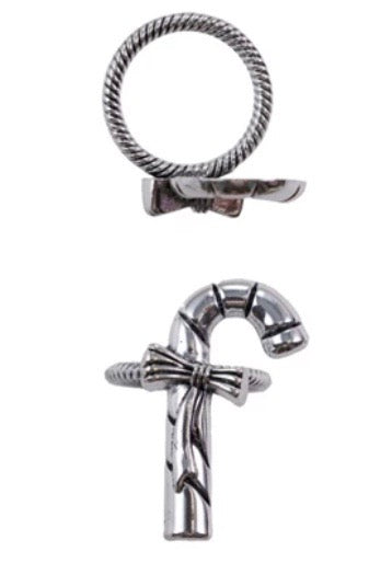 Silver Candy Cane Napkin Ring Set