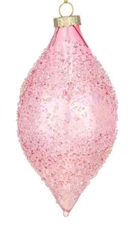 Pink Iridescent Iced Glass Ornaments