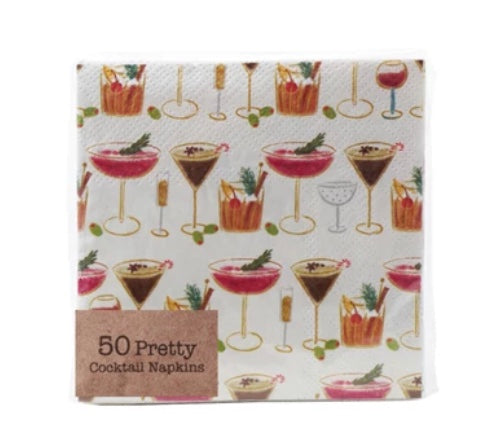 Christmas Cocktails Square Paper Napkins